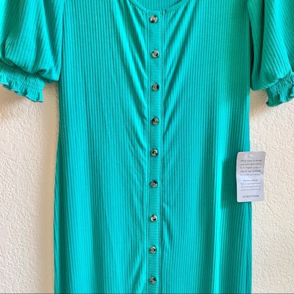 Saylor Teal Malavika Puff Sleeve Dress Size Small - Picture 9 of 14